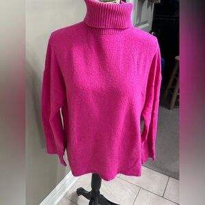 J. Crew Vibrant Pink Turtleneck Sweater